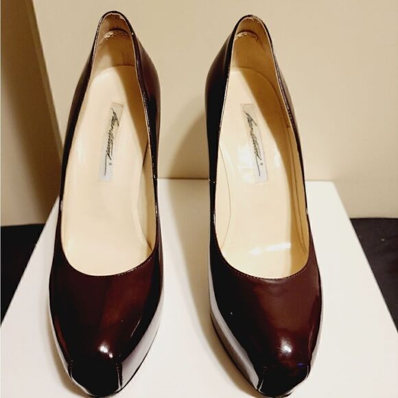 Brian Atwood Burgundy Patent Leather Hidden Platform Pumps Sz.8.5/40.5 Ret. $595 - Picture 2 of 7